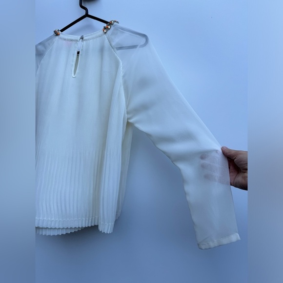 Ted Baker Lovina Bejeweled Accordion Pleated Long Sleeve Blouse Size 3 (US 8) - Picture 11 of 16